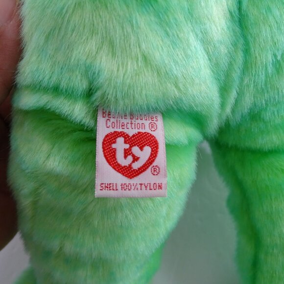 Vtg Ty Beanie Buddy Kicks Bear Soccer Green Stuffed Animal Plush Soft Toy 14" - Picture 6 of 13